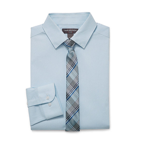 Van Heusen Big Boys Point Collar Long Sleeve Shirt + Tie Set