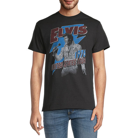 Elvis Tour Mens Crew Neck Short Sleeve Regular Fit Americana Graphic T-Shirt