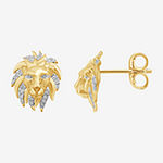 Lion 1/3 CT. T.W. Genuine White Diamond 14K Gold Over Silver 16.4mm Stud Earrings