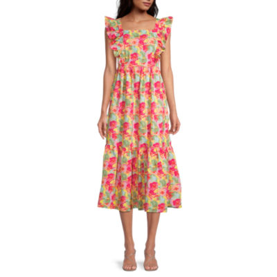 Peyton & Parker Mommy & Me Womens Short Sleeve Ruffled Sleeve Floral Maxi Dress