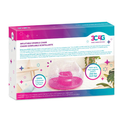 Three Cheers For Girls Pink Glitter Confetti Inflatable Kids Chair