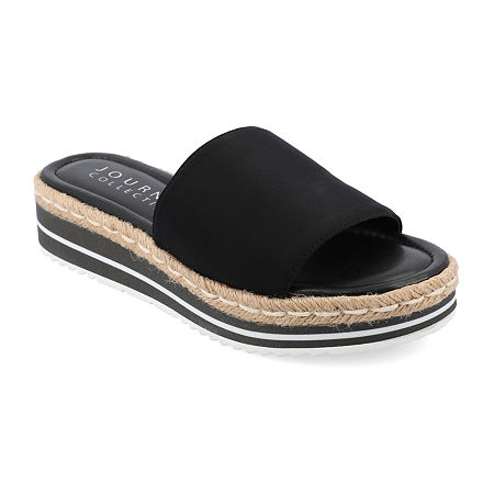 Journee Collection Womens Rosey Slide Sandals, 11 Medium, Black