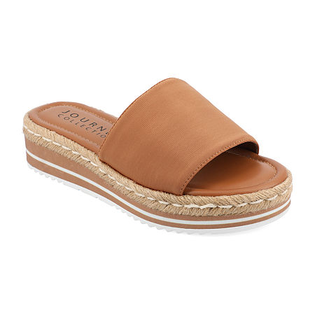 Journee Collection Womens Rosey Slide Sandals, 6 Wide, Brown