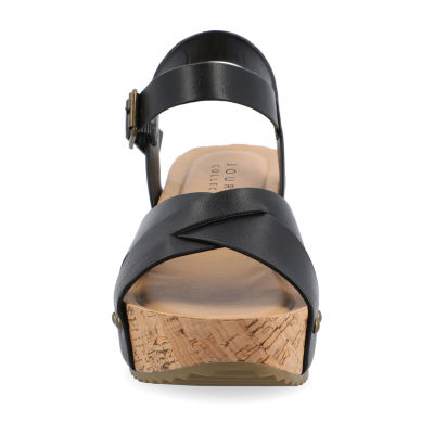 Journee Collection Valentina Womens Round Open Toe Block Heel Pumps