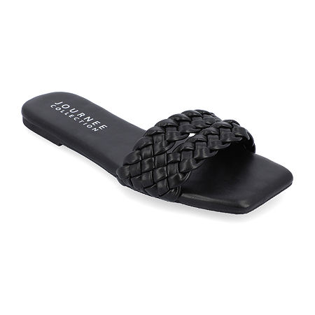 Journee Collection Womens Sawyerr Slide Sandals, 9 Medium, Black