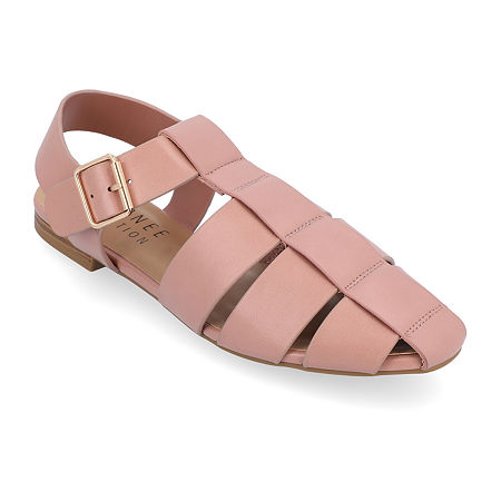 Journee Collection Womens Cailinna Ankle Strap Flat Sandals, 8 Medium, Pink