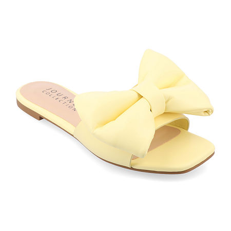 Journee Collection Womens Fayre Flat Sandals, 6 Wide, Yellow