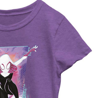 Disney Collection Little & Big Girls Crew Neck Short Sleeve Marvel Spiderman Graphic T-Shirt