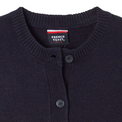 French Toast Little & Big Kid Girls Crew Neck Long Sleeve Button Cardigan