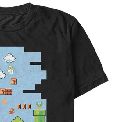 Mens Crew Neck Short Sleeve Regular Fit Super Mario Graphic T-Shirt