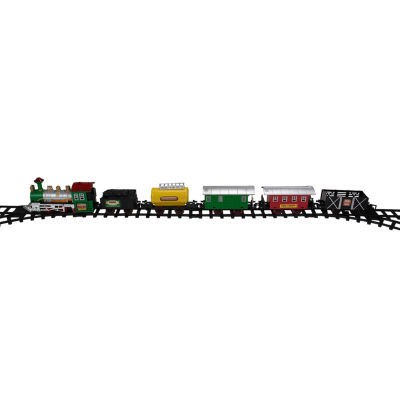 Northlight 18-Piece Black And Green Battery Operated Animated Classic Model Train Set Christmas Tabletop Decor