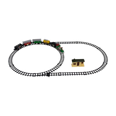 Northlight 18-Piece Black And Green Battery Operated Animated Classic Model Train Set Christmas Tabletop Decor