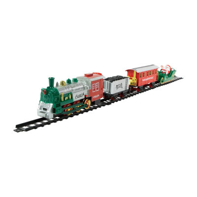Northlight 16 Pc Silver And Red Battery Operated Lighted And Animated Holiday Train Set With Sound Christmas Tabletop Decor