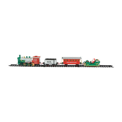 Northlight 16 Pc Silver And Red Battery Operated Lighted And Animated Holiday Train Set With Sound Christmas Tabletop Decor