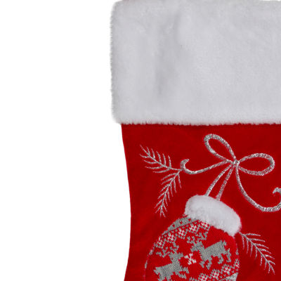 Northlight 20.5-Inch Red And White Winter Mittens Embroidered Christmas Stocking