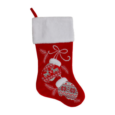 Northlight 20.5-Inch Red And White Winter Mittens Embroidered Christmas Stocking