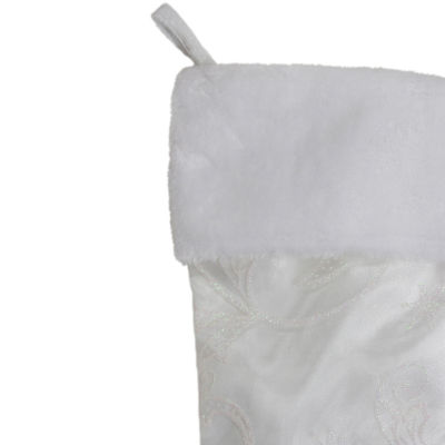 Northlight 20.5-Inch White Glitter Sheer Organza With A Faux Fur Cuff Christmas Stocking