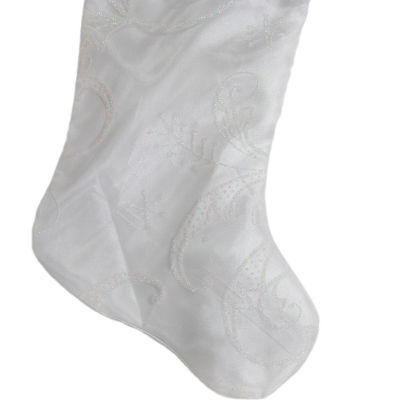 Northlight 20.5-Inch White Glitter Sheer Organza With A Faux Fur Cuff Christmas Stocking