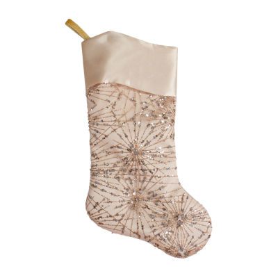 Northlight 20.5-Inch Gold Glitter And Sequin Satin Cuff Christmas Stocking