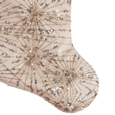 Northlight 20.5-Inch Gold Glitter And Sequin Satin Cuff Christmas Stocking