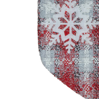 Northlight 18-Inch Red And White Plaid Faux Fur  With Snowflake Christmas Stocking