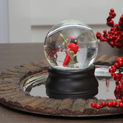 Northlight 5.75in Red Cardinal On Branch Musical Christmas Lighted Round SnowGlobes