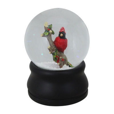 Northlight 5.75in Red Cardinal On Branch Musical Christmas Lighted Round SnowGlobes