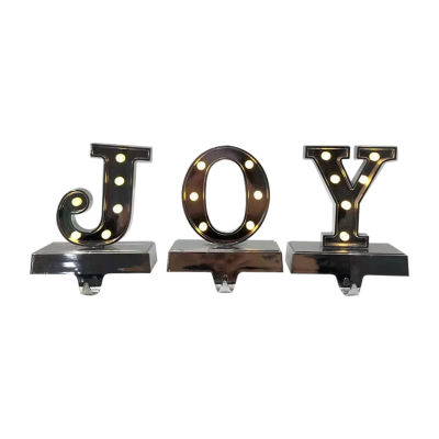 Northlight Silver Led Lighted Injoyin  6.5in 3-pc. Christmas Stocking Holders