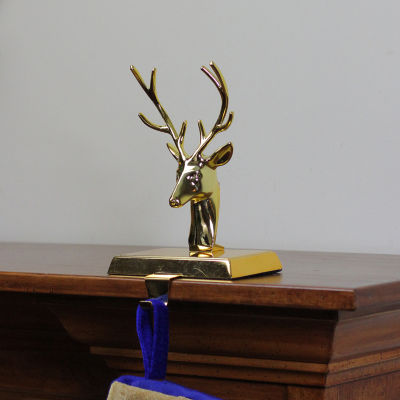 Northlight 8inshiny Gold Metal Deer In Christmas Stocking Holder