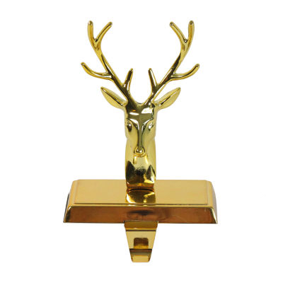 Northlight 8inshiny Gold Metal Deer In Christmas Stocking Holder