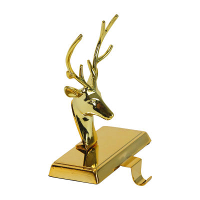 Northlight 8inshiny Gold Metal Deer In Christmas Stocking Holder