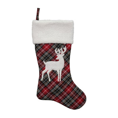 Northlight 20in Black And Red Tartan Reindeer  With Cuff Christmas Stocking