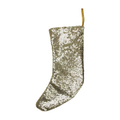 Northlight 17.5in Gray And White Sequins Accented Christmas Stocking