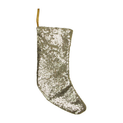 Northlight 17.5in Gray And White Sequins Accented Christmas Stocking