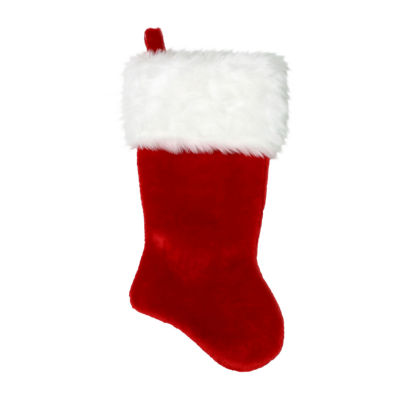 Northlight 20in Red And White Plush Traditional  With Cuff Christmas Stocking