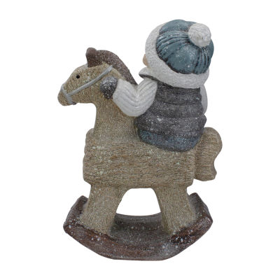 18'' Boy on Rocking Horse Christmas Tabletop Figure