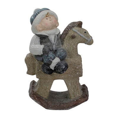 18'' Boy on Rocking Horse Christmas Tabletop Figure