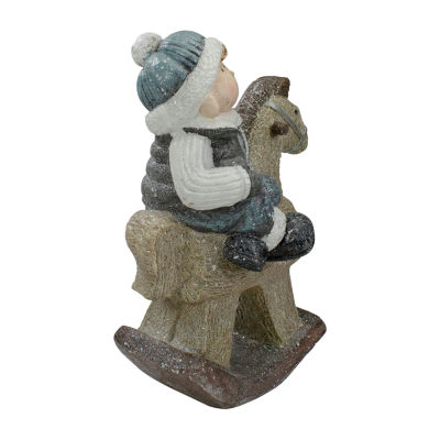 18'' Boy on Rocking Horse Christmas Tabletop Figure