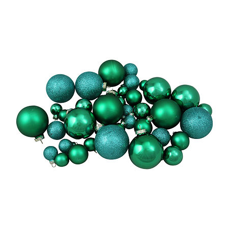 Northlight 2-Finish Glass Green Ball 40-pc. Christmas Ornament, One Size, Green