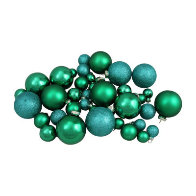 Northlight 2-Finish Glass Green Ball 40-pc. Christmas Ornament