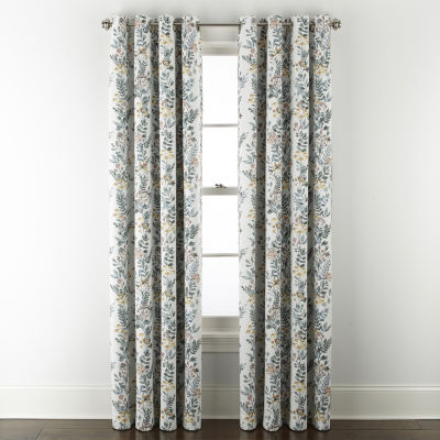 Linden Street Bayshore Print Energy Saving 100% Blackout Grommet Top Single Curtain Panel