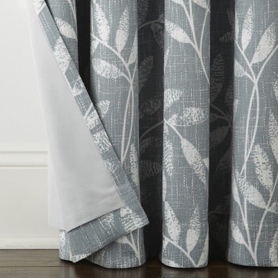 Linden Street Bayshore Print Energy Saving 100% Blackout Grommet Top Single Curtain Panel