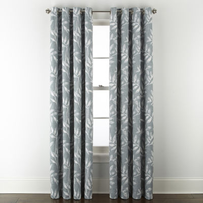 Linden Street Bayshore Print Grommet Top Energy Saving 100% Blackout Single Curtain Panel
