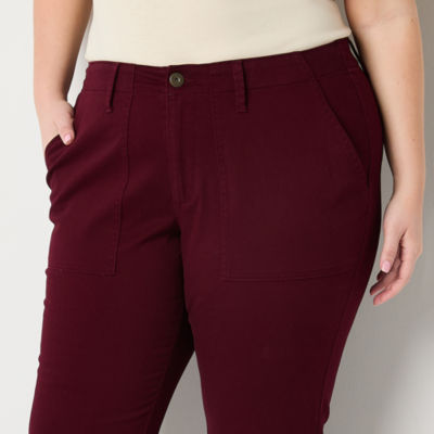 St. John's Bay-Plus Womens Mid Rise Straight Flat Front Pant