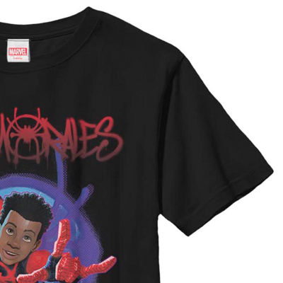 Little & Big Boys Miles Morales Crew Neck Short Sleeve Spiderman Graphic T-Shirt