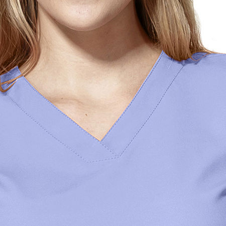 Wink W123 Basic Womens Plus V Neck Moisture Wicking Wrinkle Resistant Quick Dry Short Sleeve Scrub Top, Xx-large, Blue