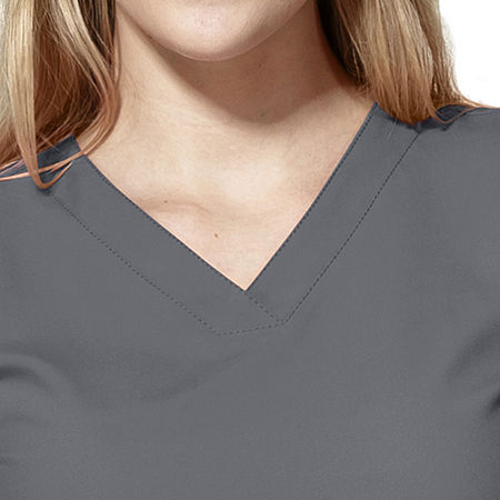 Wink W123 Basic Womens Plus V Neck Moisture Wicking Wrinkle Resistant Quick Dry Short Sleeve Scrub Top, X-large, Gray