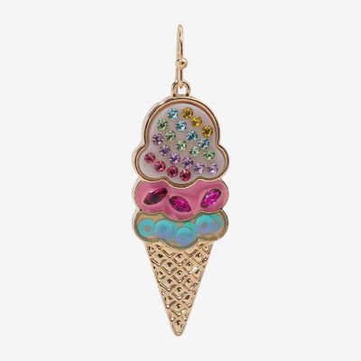 Bijoux Bar Gold Tone Ice Cream Multi Color Glass Drop Earrings