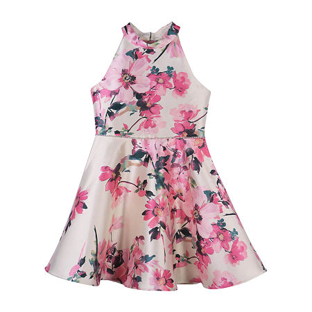 Lilt Big Girls Sleeveless Fit + Flare Dress, 12, White
