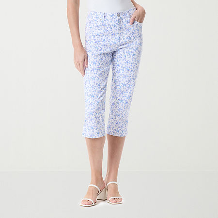 Gloria Vanderbilt Womens High Rise Capri Pants, 14, White